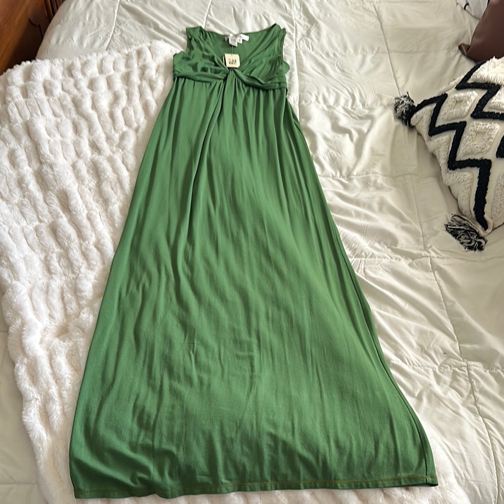 Max Studio Green Ruffled Halter Maxi Dress
